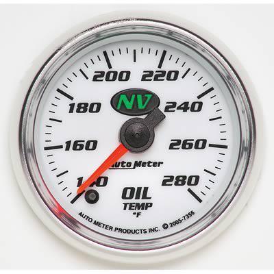 2 1/16" oil temp gauge nv series white/green new 7356