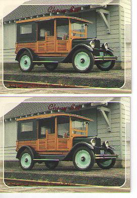 1927 chevy woody depot wagon baseball card sized cards - lot of 2 - must see !!