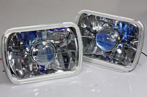 7x6 h6052/h6054 sealed beam rectangular clear silver chrome projector headlights