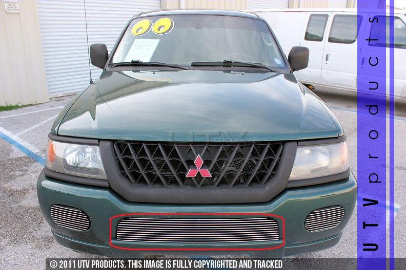 2000 - 2004 mitsubishi montero sport 1pc center bumper chrome billet grille kit