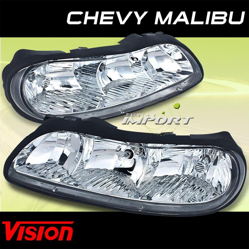 97 98 99 00 01 02 03 chevy malibu vision chrome headlights lamp assembly new