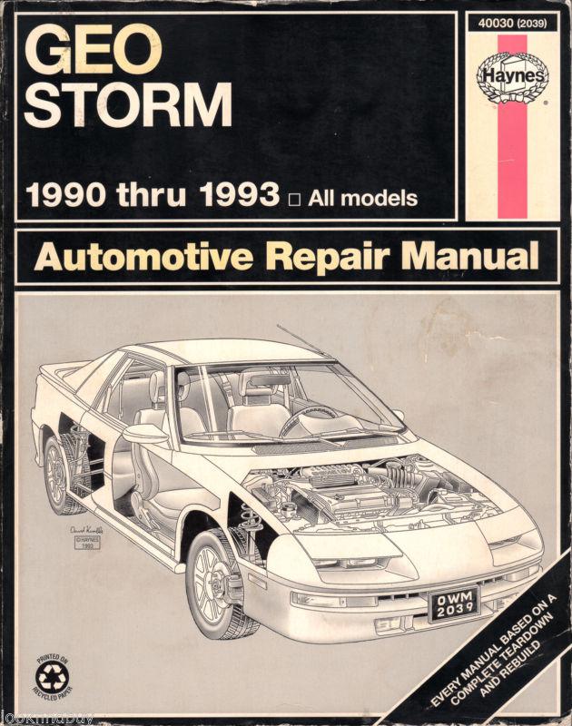 Haynes repair manual 40030 geo storm all models 1990-1993