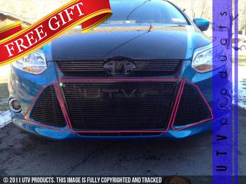 2012 - 2013 ford focus 3pc bumper black billet grille kit new usa 12 custom 