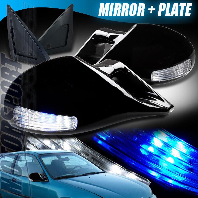 1992-1995 honda civic 2/3dr m3 style manual black side mirrors w/ led signal l+r