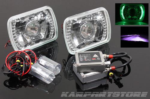 12000k hi-low jdm hid/7x6 h6014/h6052/h6054 green led projector headlights lamps