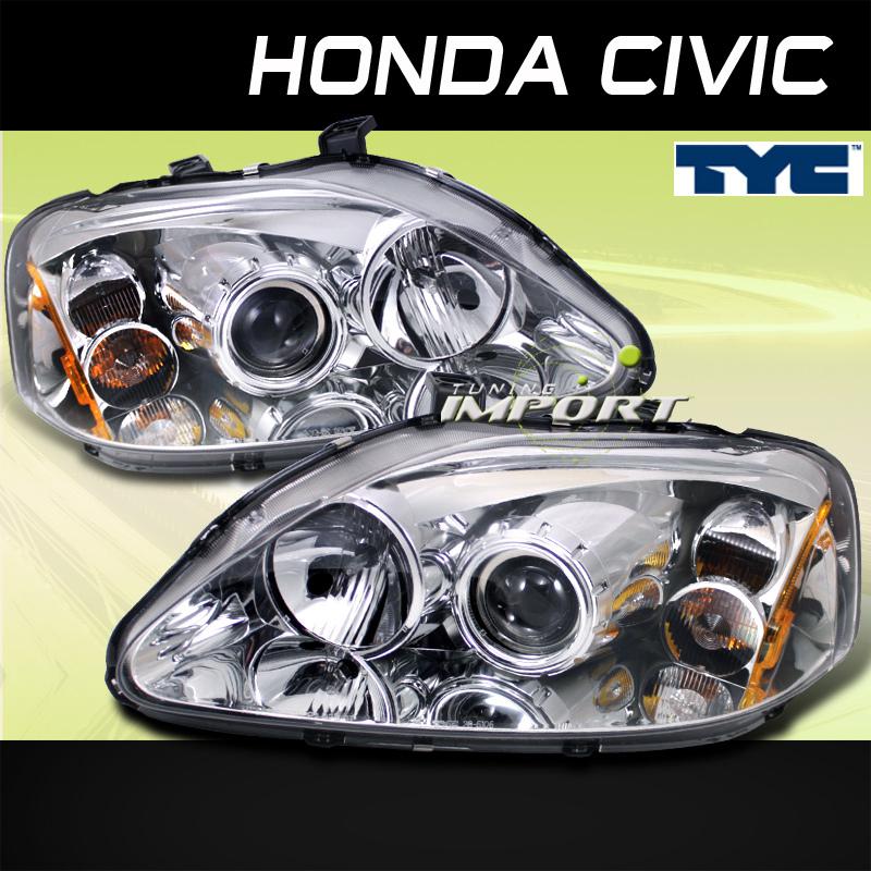 1999-2000 honda civic dx ex si lx jdm chrome projector head lights lamp assembly