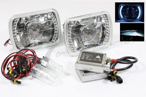 7x6 h6052/h6054 led white projector lights+8000k crystal blue hi/low hid combo