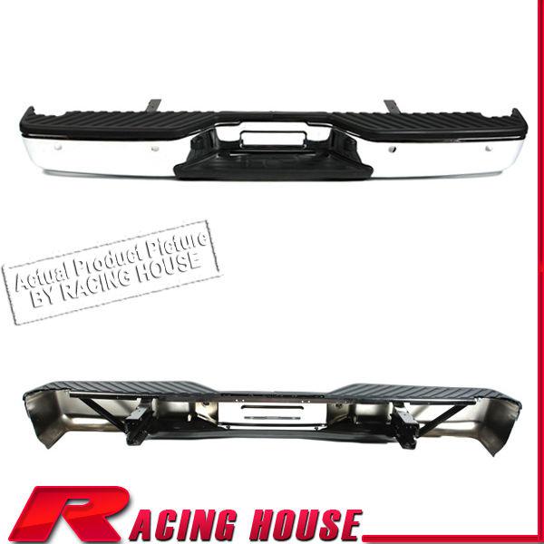 Rear step bumper steel bar w/ pad 04-09 nissan titan le se w/sensor holes chrome