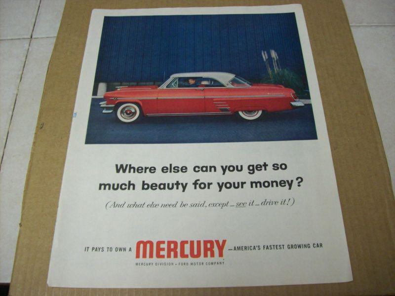 1954 mercury monterey 2 dr. hardtop  advertisement,  vintage ad 