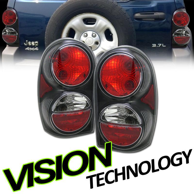 02-07 jeep liberty jdm black housing clear lens altezza taillights taillamps l+r