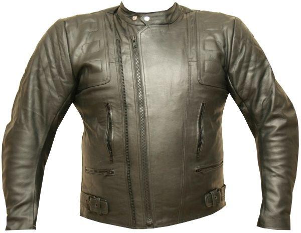 Racer motorcycle leather hard armor jacket black xxl