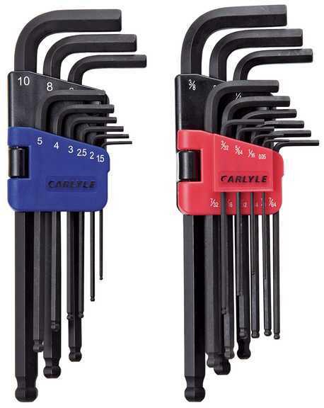 Carlyle hand tools cht hklbs22 - hex key set, long ball short & long arm metr...