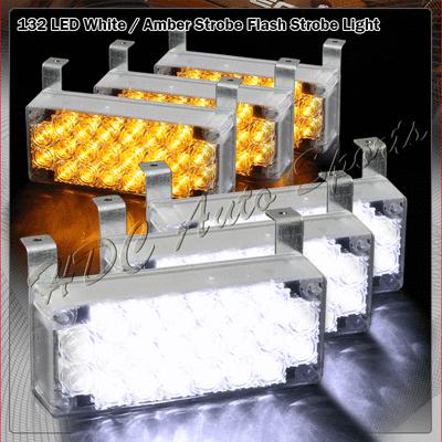 6x 22 led panel bright led emergency hazard warning strobe lights - white&amber