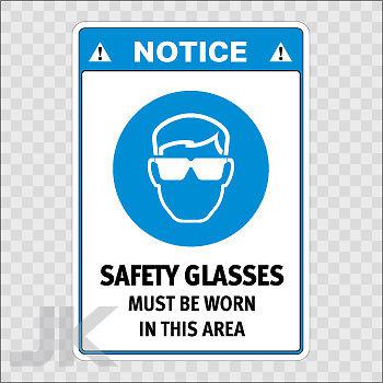 Decal stickers sign signs warning danger caution safety glasses 0500 za494