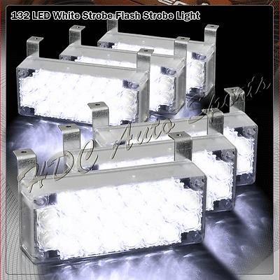 6x 22 led panel bright led emergency hazard warning strobe lights - white