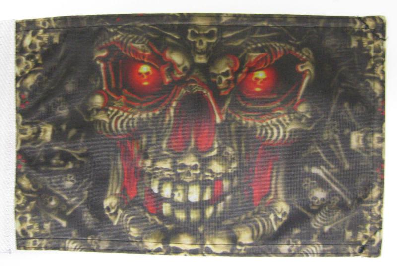 #6 x 9 motorcycle flag "red eyed skull"