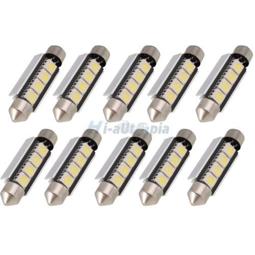 10x 41mm 4-smd 5050 led white lights bulbs festoon dome 578 211-2 212-2 bulb