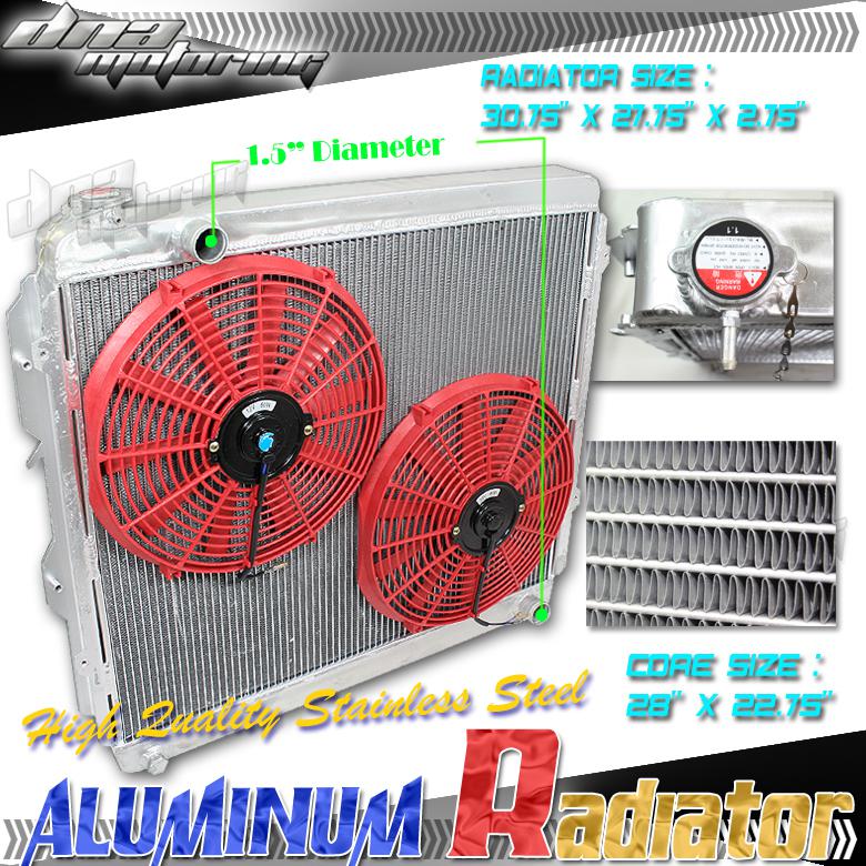 Tundra 00-04 mt dual core aluminum radiator+14"red fans