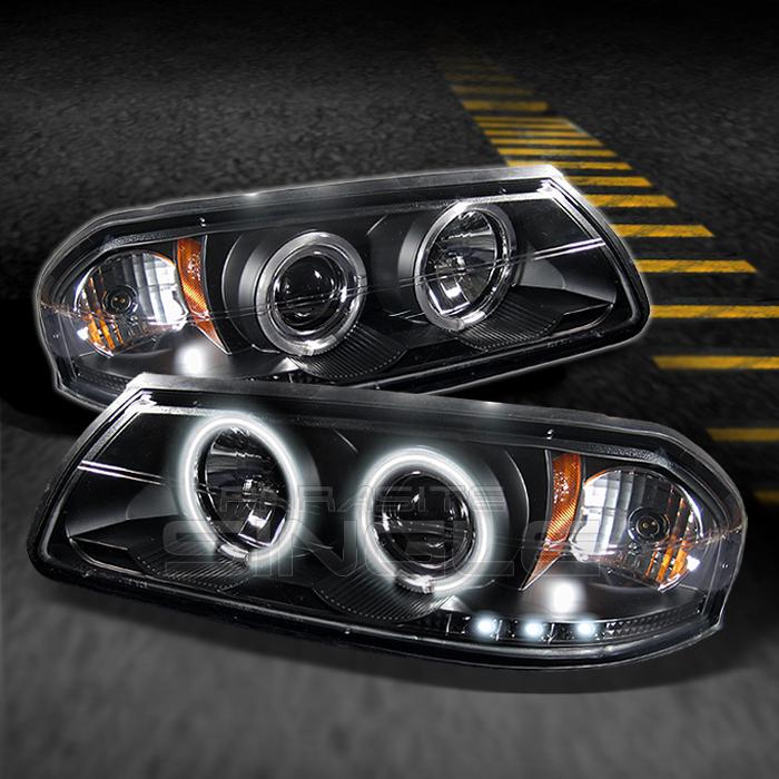 00-05 chevy impala base ls ss jdm black dual ccfl halo projector led headlights