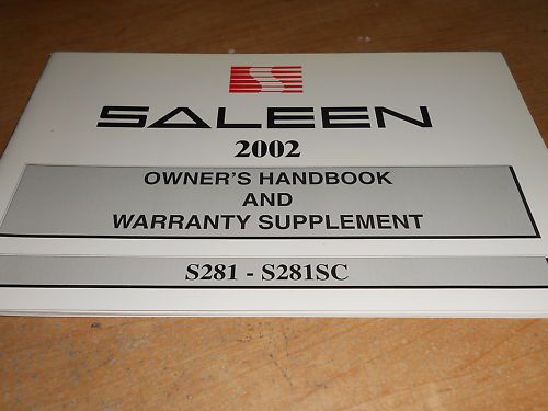 2002 saleen s281 s281sc owners handbook manual nos oem