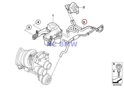 Bmw mini genuine turbocharger vacuum line pipe r55 r55n r56 r56n r57 r57n r58 r5