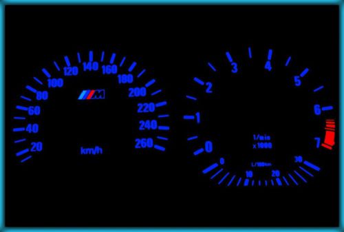 G035 bmw e36 91-99 eu 260kmh white/blue el plasma glow gauges cluster dials