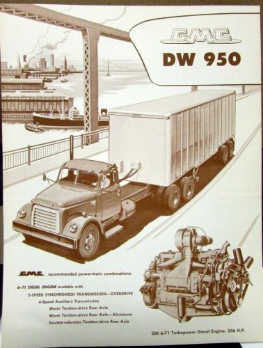 1957 gmc truck dw 950 series original data sheet sales brochure