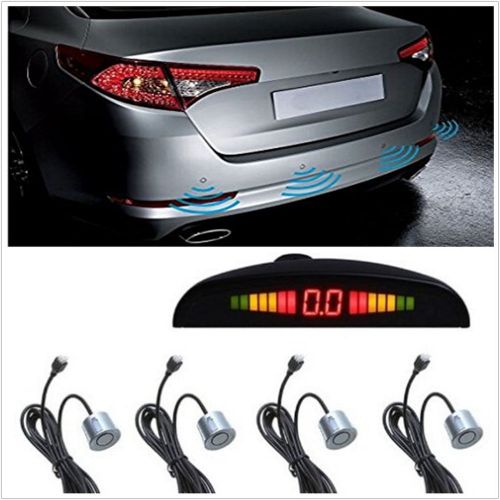 Silver car suv parking 4 sensors reverse backup radar system human voice alert