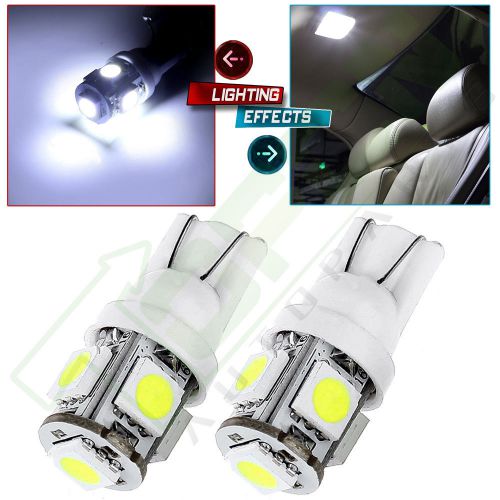 2x ultra xenon white 5smd led license plate tag light bulbs t10 168 194 2825 w5w