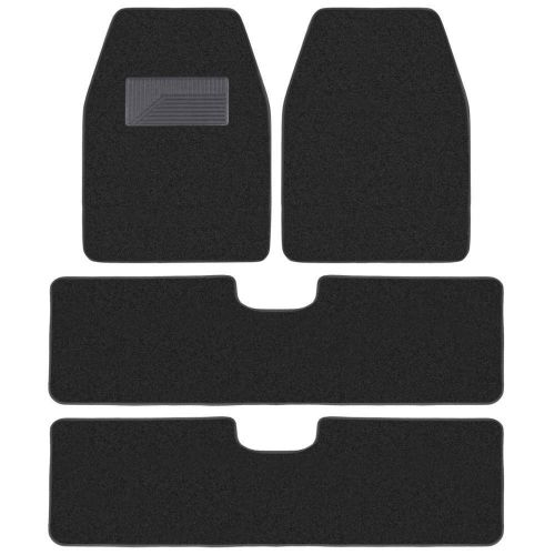 Bdkusa 3 row best quality carpet floor mats for suv van - black - 4pc