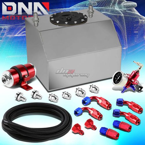 4 gallon polished fuel oil tank+line kit+pressure regulator+inline filter red