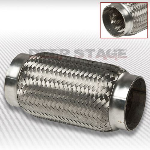 3.0&#034;x 8&#034;stainless steel double braid 6.25&#039;flex pipe exhaust manifold connector