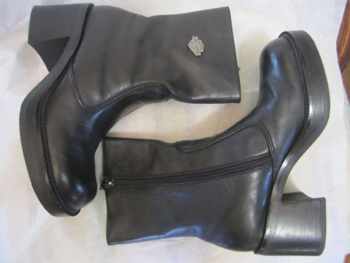 Euc women&#039;s harley davidson black leather motorcycle &#034;pavement&#034; boots 81020 6.5