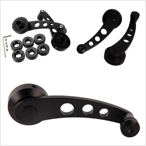 2 x black vehicles window winder crank glass handle knob kit with 3 set adapters