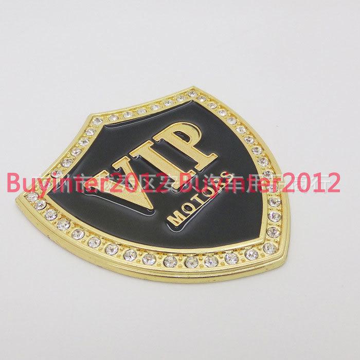 1 x car golden pure metal "vip" style logo emblem badge decals car stickers