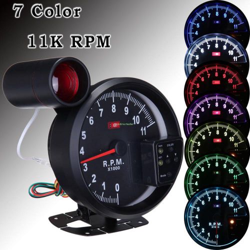 Universal 7 color  adjustable led 11k rpm tachometer gauge with shift light 5&#034;