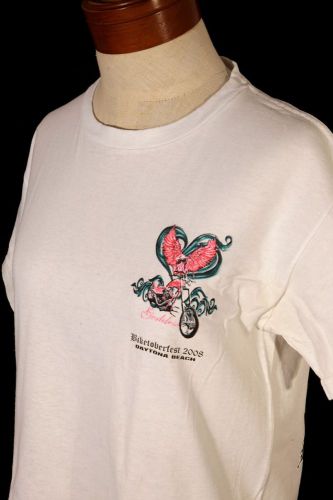 Biketoberfest &#039;08 daytona beach women&#039;s size s small white t-shirt- biker tee