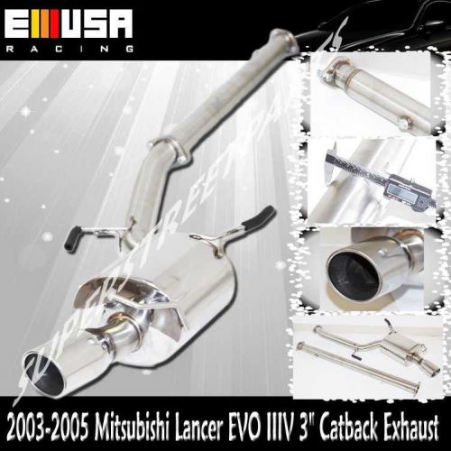 Stainless steel catback exhaust for 03-05 mitsubishi lancer evo iiiv 3&#034; 7 8 9