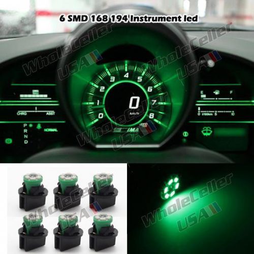 6x pc168 instrument panel cluster led light bulb dashboard sockets green 194