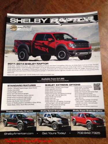 2014 shelby ford svt raptor f150 truck 575 hp brochure spec card gt boss mustang