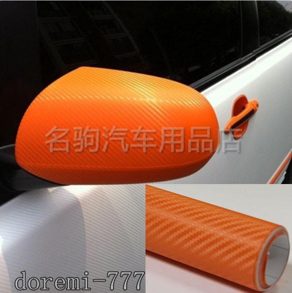 Bubble free - 40" x 60" 3d carbon fibre vinyl vehicle wrap sticker sheet orange 