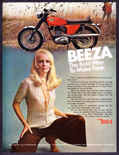 1969 bsa 250 starfire motorcycle photo &#034;beeza: bold way to make time&#034; print ad