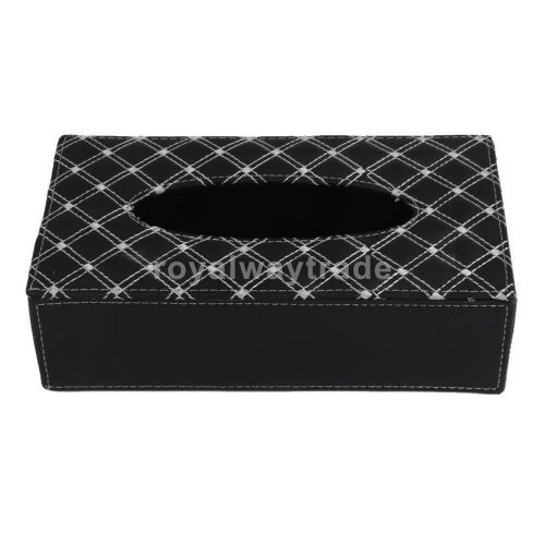 Synthetic leather tissue box paper case holder for home office car black