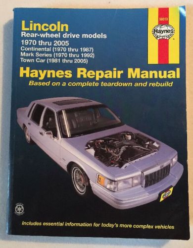 Haynes repair manual lincoln town mark continental rear-wheel drive 1970-2005