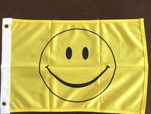 New r/v flag 12 x 18&#034; :-) yellow have a nice day smiley face boat size