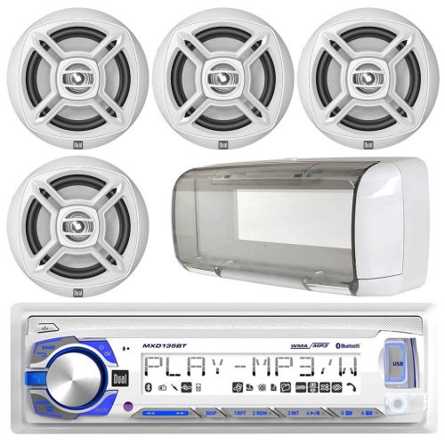 Dual mxd135bt bluetooth usb radio, marine 6.5&#034; 120w 3-way speakers, radio cover