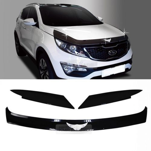 Emblem hood guard bug shield molding black for kia 2011 2012 2013 sportage r