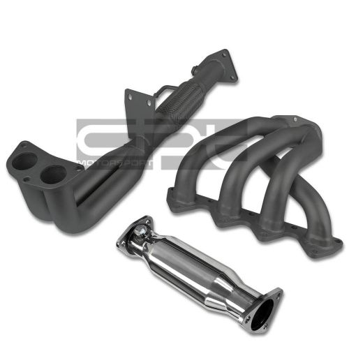 For 97-01 prelude base bb6 h22a stainless black exhaust manifold header+cat pipe