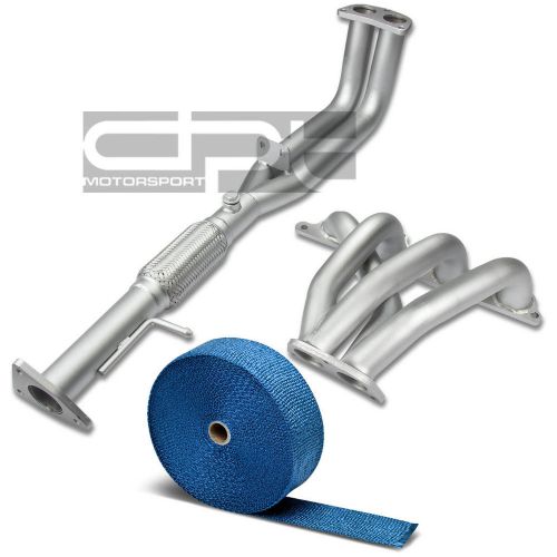 For 92-96 prelude si/sr stainless ceramic coated exhaust header+blue heat wrap