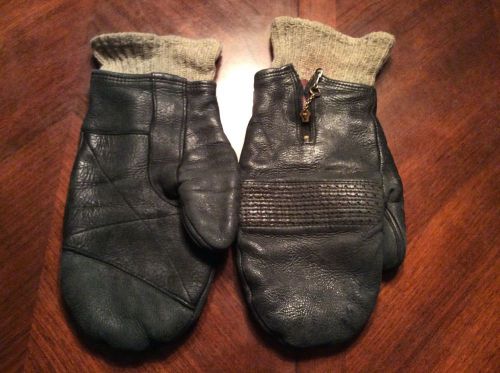 Vintage leather snowmobile mittens with liners